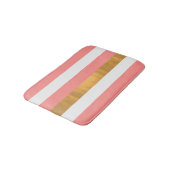 Moderne Pfirsichweiß und goldgestreifte Badematte (Schrägansicht)