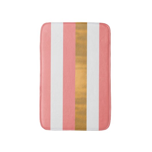 Moderne Pfirsichweiß und goldgestreifte Badematte (Vorderseite Vertikal)