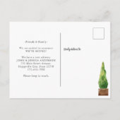 Moderne Pflanze an der weißen Front bewegen sich Ankündigungspostkarte (Rückseite)