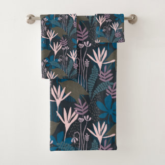 Moderne Pflanze der Blumenmarche Pastell Pink Blum Badhandtuch Set