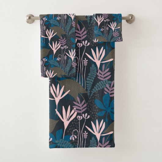 Moderne Pflanze der Blumenmarche Pastell Pink Blum Badhandtuch Set (Insitu)