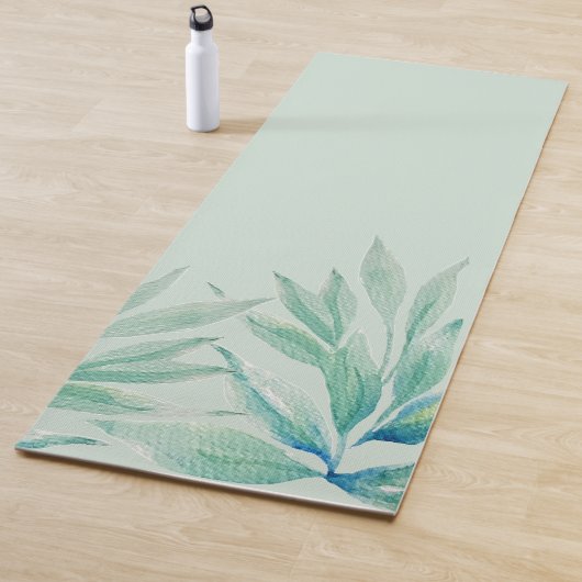 Moderne Pflanze des blauen Ozeans Wasserfarbe Yogamatte (Beispiel)