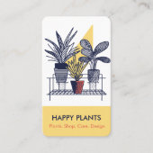 Moderne Pflanze Gelb und Blau des Mitteljahrhunder Visitenkarte (Vorderseite)