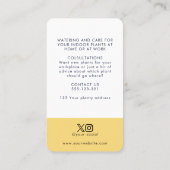 Moderne Pflanze Gelb und Blau des Mitteljahrhunder Visitenkarte (Rückseite)