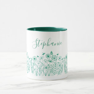 Moderne Pflanze Grün/Weiß Blume Tasse