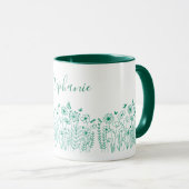 Moderne Pflanze Grün/Weiß Blume Tasse (VorderseiteRechts)