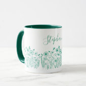 Moderne Pflanze Grün/Weiß Blume Tasse (Vorderseite Links)