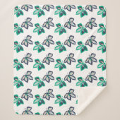 Moderne Pflanze Leaf Flora Muster Weiß Sherpadecke (Vorderseite)