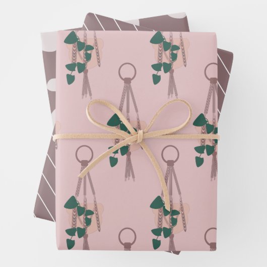 Moderne Pflanze Macrame Holdot Muster Geschenkpapier Set (Beispiel)