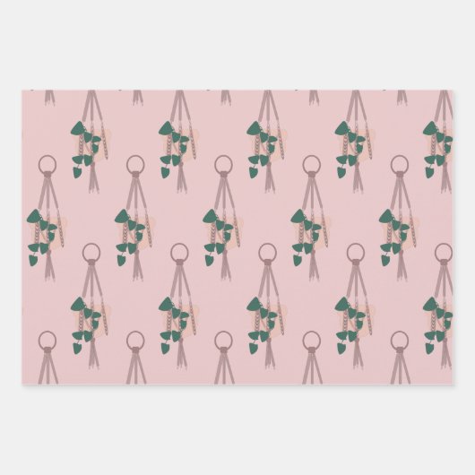 Moderne Pflanze Macrame Holdot Muster Geschenkpapier Set (Vorderseite)