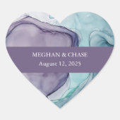 Moderne Pflaume Lila Aquamariner Alkoholtinte Hoch Herz-Aufkleber (Vorderseite)