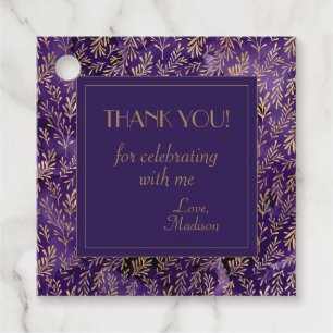 Moderne Pflaume Lila Gold Blätter Monogram Vielen  Geschenkanhänger