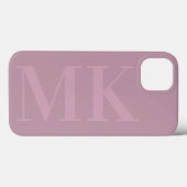 Moderne Pflaume-Rose-Blush-Initialen minimalistisc Case-Mate iPhone Hülle (Rückseite (Horizontal))
