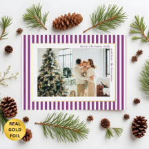 Moderne Pflaumenstreifen Foto Weihnachten Gold