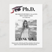 Moderne PhD Graduation Party Vielen Dank Postkarte (Vorderseite)