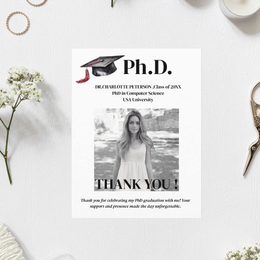 Moderne PhD Graduation Party Vielen Dank Postkarte