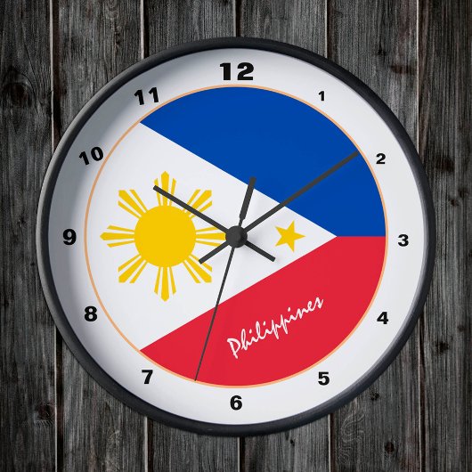 Moderne philippinische Flagge, philippinische Zuha Runde Wanduhr