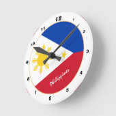 Moderne philippinische Flagge, philippinische Zuha Runde Wanduhr (Winkel)