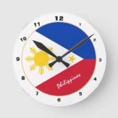 Moderne philippinische Flagge, philippinische Zuha Runde Wanduhr (Vorderseite)