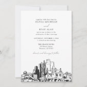 Moderne Phoenix Skyline Black & White Wedding Einladung (Vorderseite)