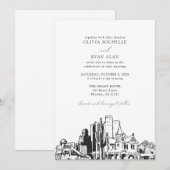 Moderne Phoenix Skyline Black & White Wedding Einladung (Vorne/Hinten)