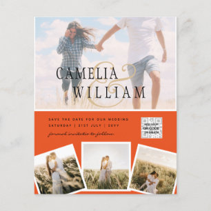 Moderne PHOTO QR Code Save the Date Hochzeits-Einl Flyer