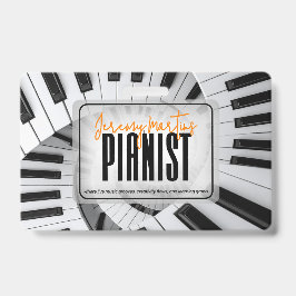 Moderne Piano Spirals Black&White Orange Pianist Ausweis