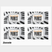 Moderne Piano Spirals Black&White Orange Pianist Rechteckiger Aufkleber (Blatt)