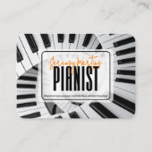 Moderne Piano Spirals Black&White Orange Pianist Visitenkarte (Vorderseite)