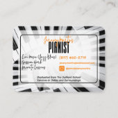 Moderne Piano Spirals Black&White Orange Pianist Visitenkarte (Rückseite)