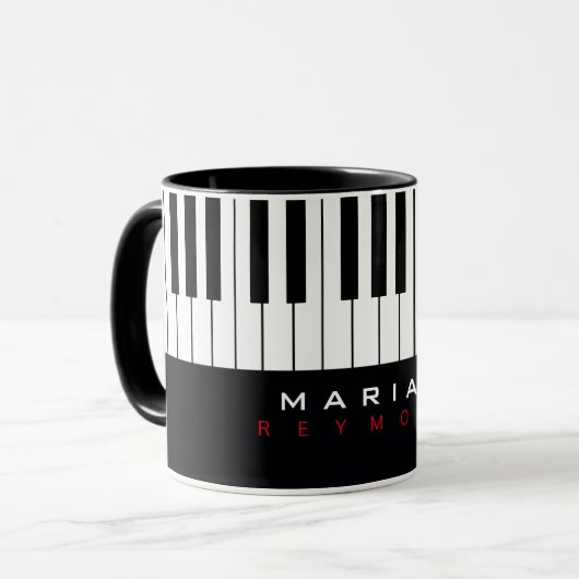 Moderne Piano-Tasse mit Namen Tasse (Vorderseite Links)