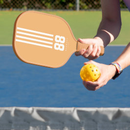 Moderne Pickleball-Name Nummer Weiße Streifen Tan Pickleball Schläger