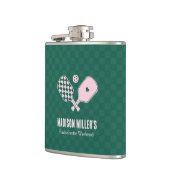 Moderne Pickleball- & Prosecco-Junggesellinnen-Abs Flachmann (Links)