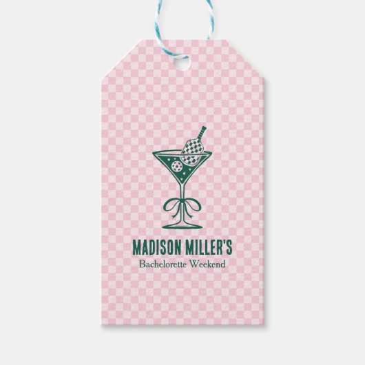 Moderne Pickleball- & Prosecco-Junggesellinnen-Abs Geschenkanhänger (Vorderseite)