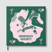 Moderne Pickleball- und Prosecco-Junggesellinnen-A Gästebuch (Vorderseite)