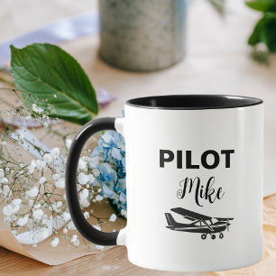 Moderne PILOT Text & Flugzeug, Personalisiertes Ge Tasse