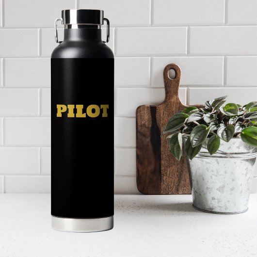 Moderne PILOT Typografie, Gold Black, kundenspezif Trinkflasche