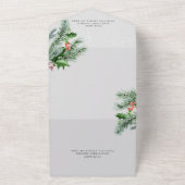 Moderne Pine Berries & Snow Gray Abendessen All In One Einladung (Außenbereich)