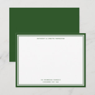 Moderne Pine Green Name & Address Note Card Mitteilungskarte