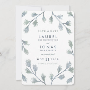 Moderne Pine Green + White speichern Datumskarten Save The Date