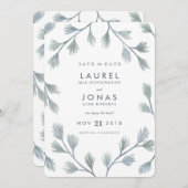 Moderne Pine Green + White speichern Datumskarten Save The Date (Vorne/Hinten)