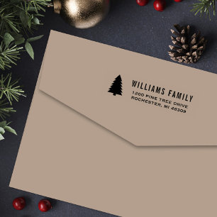 Moderne Pine Tree Holiday Rücksendeadresse Permastempel