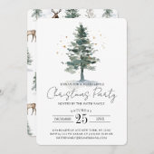 Moderne Pine Tree Script Weihnachten Party Einladu (Vorne/Hinten)