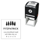 Moderne Pine Trees Familienname Rücksendeadresse Permastempel (Beispiel)