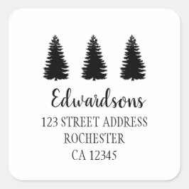 Moderne Pinienbäume Familienname Rücksendeadresse Quadratischer Aufkleber