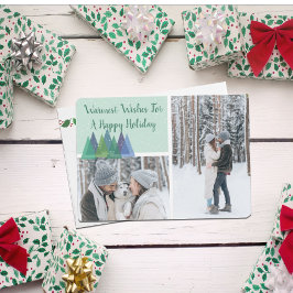 Moderne Pinienbäume warme Wünsche | 3 Foto Urlaub Karte