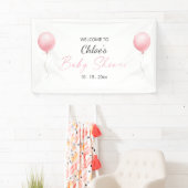 Moderne Pink Balloon Girl Babydusche Banner (Insitu)