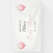 Moderne Pink Balloon Girl Babydusche Banner (Vertikal)