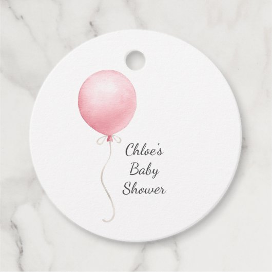 Moderne Pink Balloon Girl Babydusche Geschenkanhänger (Vorderseite)