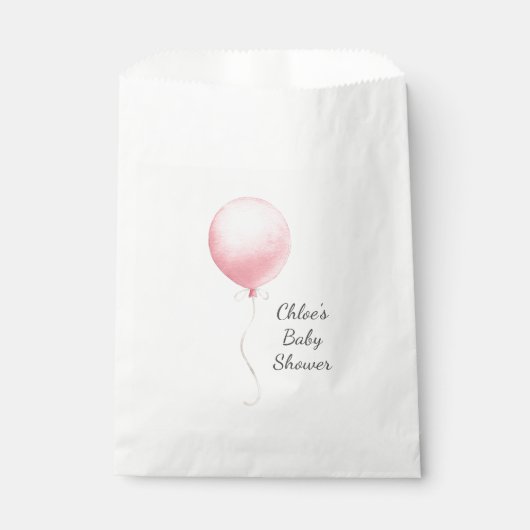 Moderne Pink Balloon Girl Babydusche Geschenktütchen (Vorderseite)
